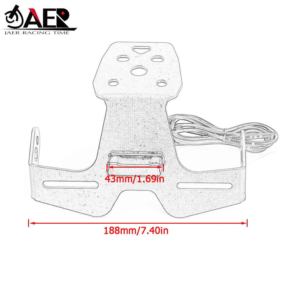 

Motorcycle License Plate Bracket with Plate Light for Kawasaki Ninja ZX-25R 2020-2021 Taillight Number Plate Frame Holder Mount
