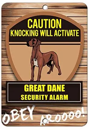 

Knocking Will Activate Great DANE Dog 12 X 8 Inches Metal Tin Sign