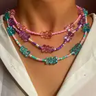 Радужные цветные бусины, жевательные смолы, ожерелья медведь, для женщин, корейские девушки, ручной работы, мультяшный медведь, ожерелье из бисера, модные праздничные ювелирные изделия