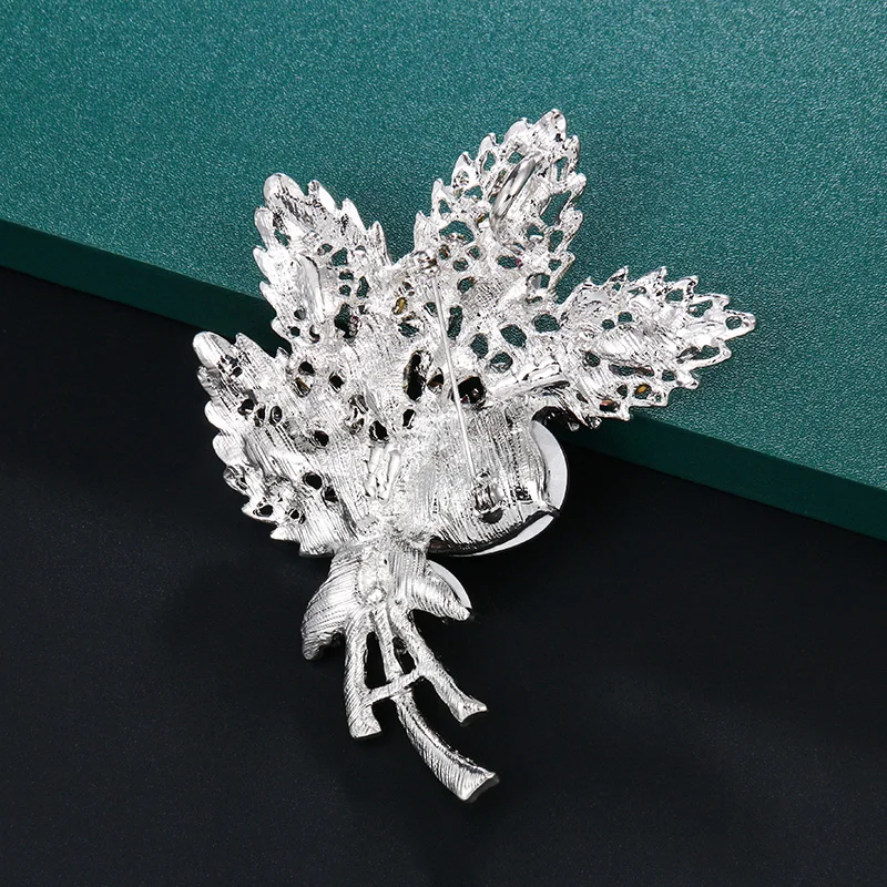 baiduqiandu New Arrival Beautiful Color Crystal Leaf Plant Large Decor Brooches Women Fashion Costume Dress Jewelry Accessories | Украшения