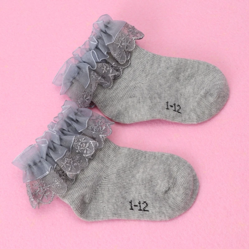 

Newborn Baby Cotton Socks Lace Princess Combed for Girls Infant Babe