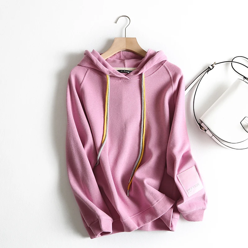 pink AOEMQ модные свитера 5 однотонных цветов толстый теплый осенний спортивный свитер с капюшоном непромокаемый свитер для дождливого дня Женская одежда - Цвет: pink
