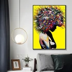 Женская картина маслом с цветными волосами на холсте, постеры и принты, абстрактная картина на стену, граффити, женские картины для декора гостиной