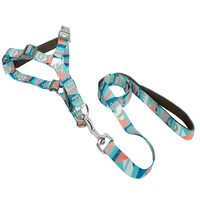 tuff hound pet chest back halter with dog leash vest one set walking rope with step in design easy to put on
