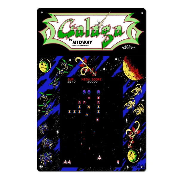 

Vintage Arcade Games Galaga Tin Sign Metal Sign Metal Decor Wall Sign Wall Poster Wall Decor Door Plaque