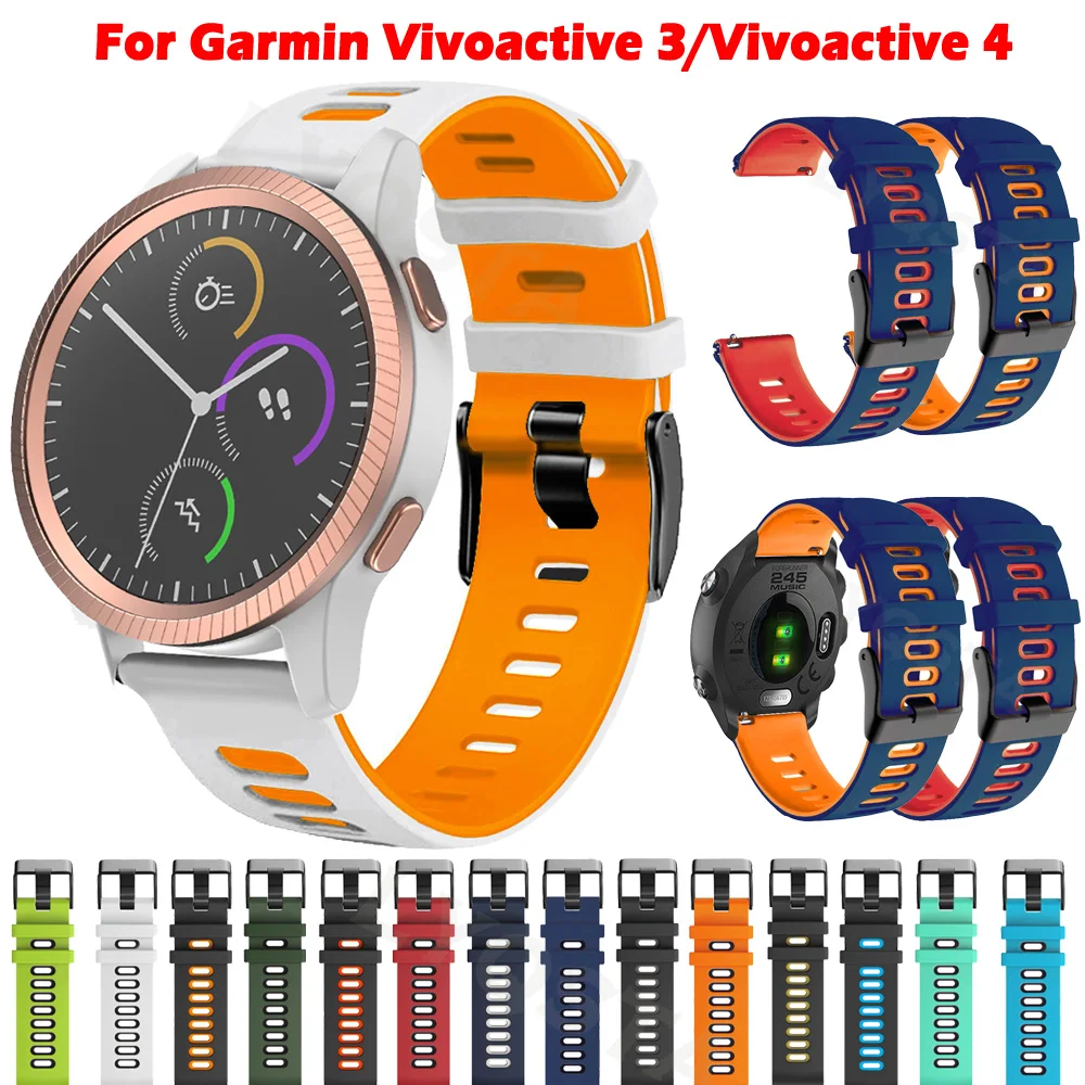 

20mm 22mm Smart Watch Wrist Straps For Garmin Venu 2 2Plus Vivoactive 3 3t 4 Silicone Watchband Forerunner 245/645/745 Bracelet