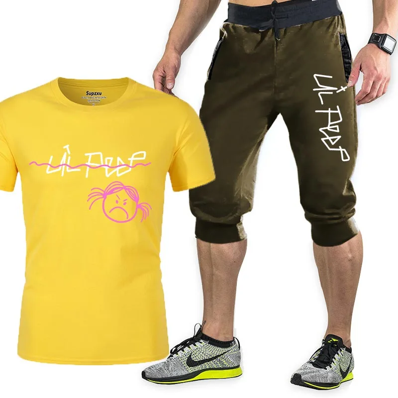 

2021 new men's summer casual suit T-shirt + pants two pieces of fashionable sportswear men's sportswear gym breathable clothing