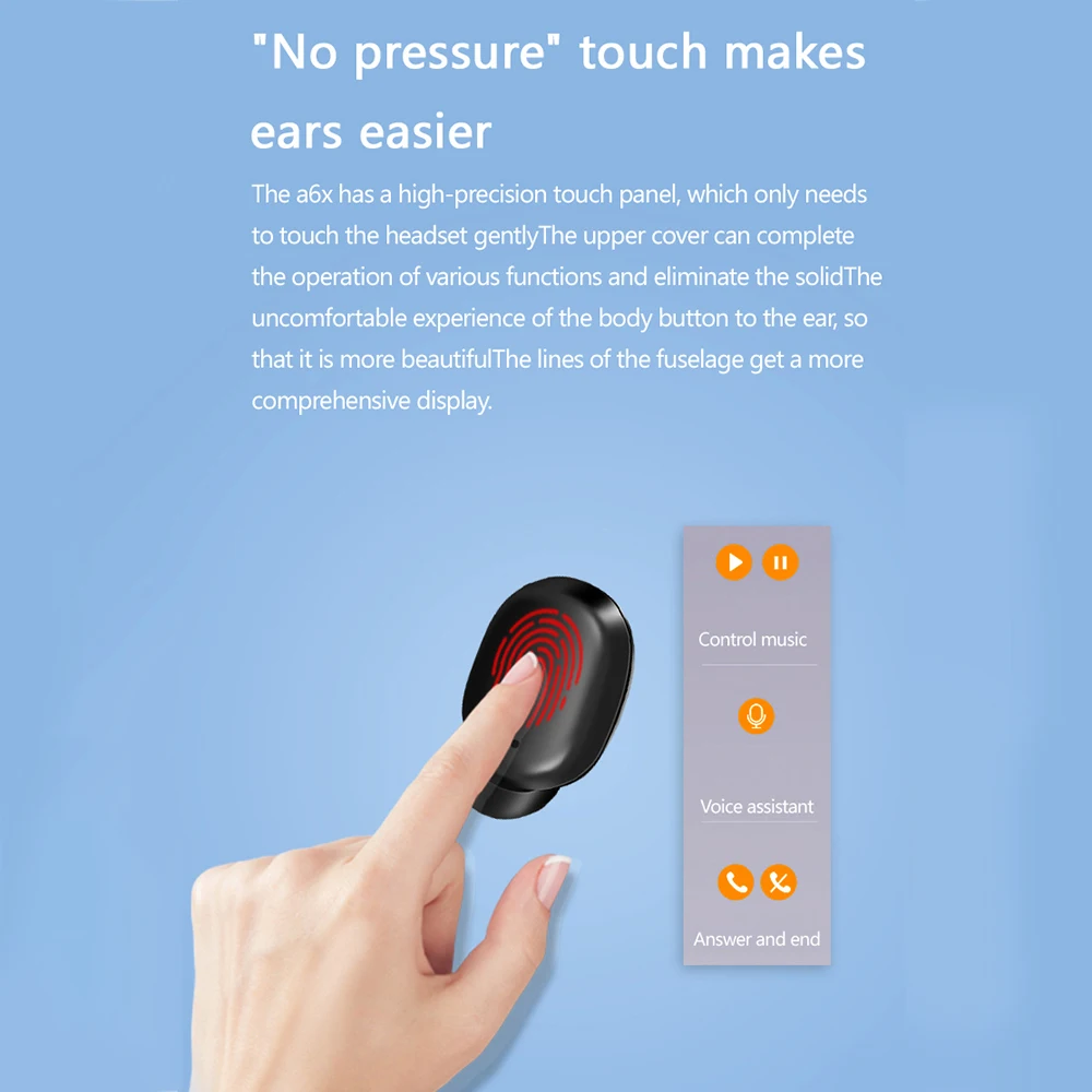 A6X Беспроводной стерео Bluetooth 5 0 гарнитура отпечатков пальцев прикосновения