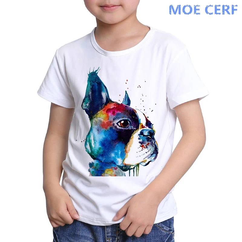 Детская модная 3D футболка с животным принтом забавный Французский бульдог хип
