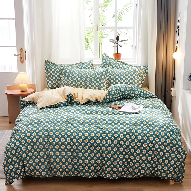 

Grey Swallow printing bedding set 3/4pcs Pastoral duvet cover set AB side home bed set simple flat sheet summer bed cover king