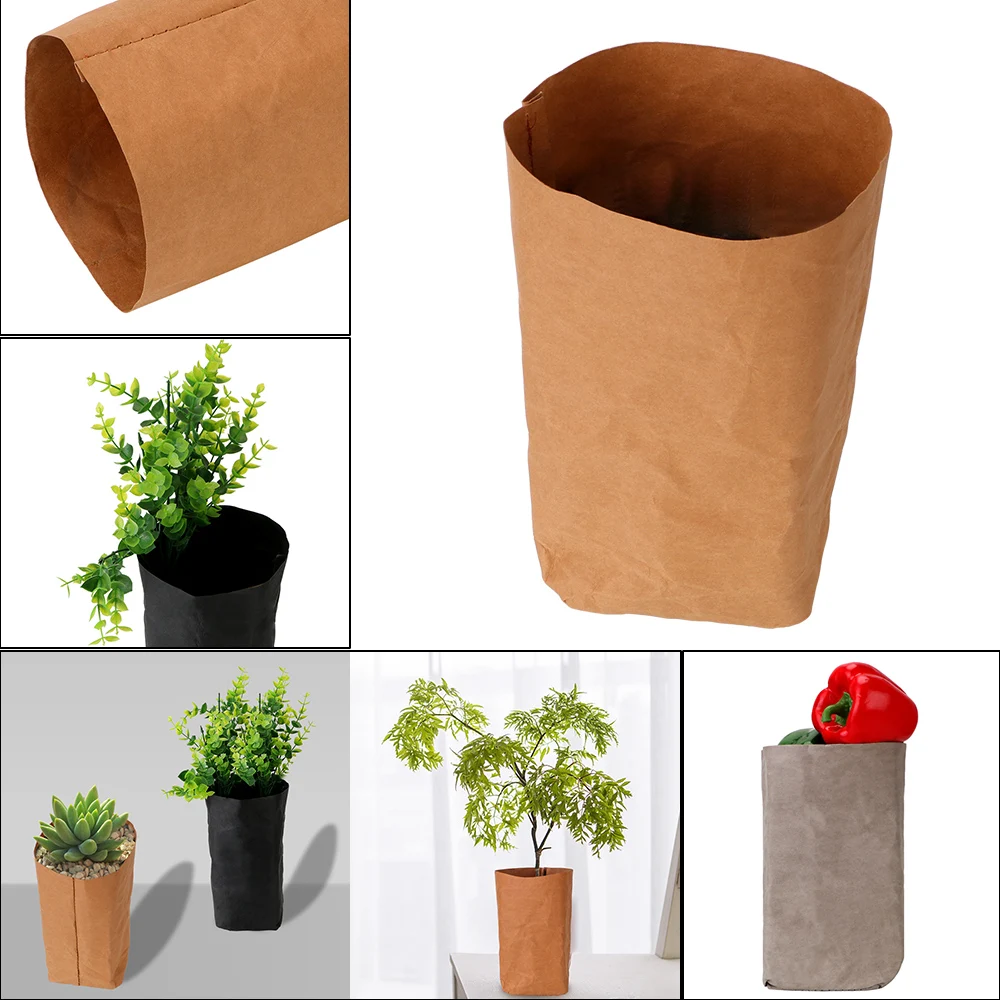 

Creative Desktop Plant Bag Kraft Paper Flower Pot Washable Reuseable Cosmetic Storage Bag Home Decoration Accessories