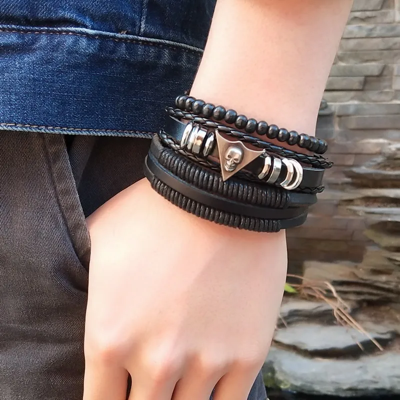 4 шт./компл. панк повседневные плетеные браслеты с подвесками глаз крыльев