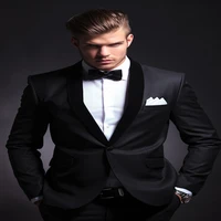 2021 hot selling black shawl collar one button mens suits 2 pieces slim fit fashion bridegroom wedding tuxedos banquet blazer