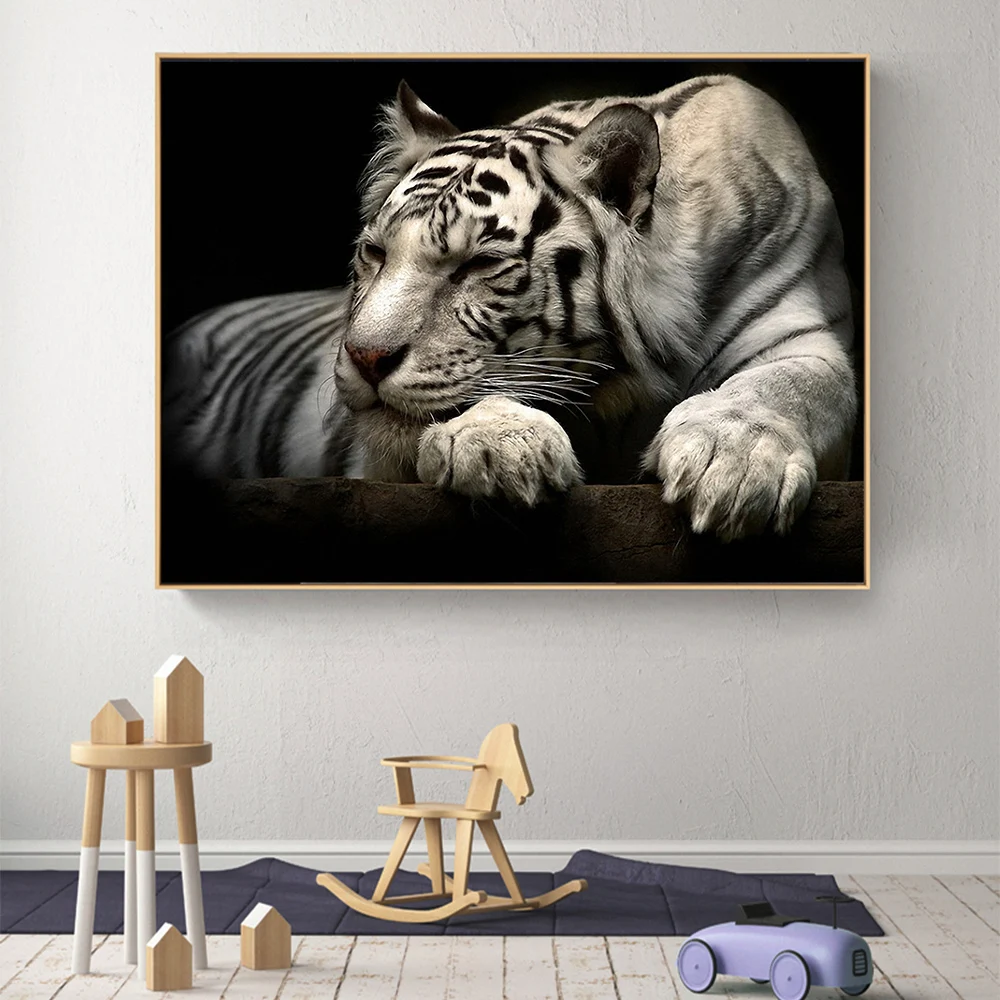 AHPAINTING Современная изображением стены искусства белый картина тигр на холсте