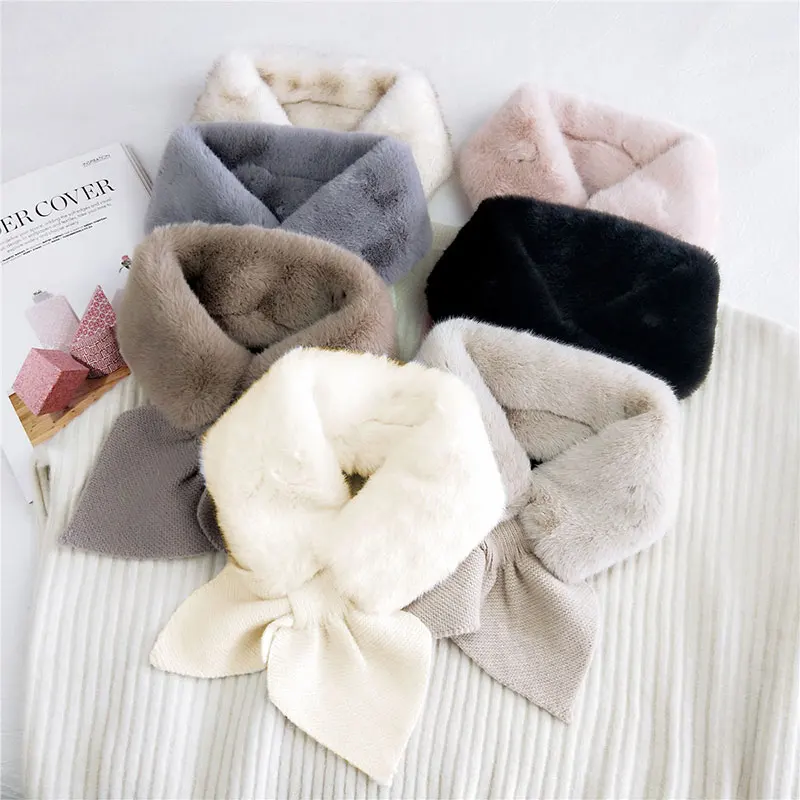 

2021 New Autumn Winter Plush Scarf Soft Baby Girl Faux Fur Cute Collar Children Neck Warmer Kids Scarves Outdoor Neckerchief
