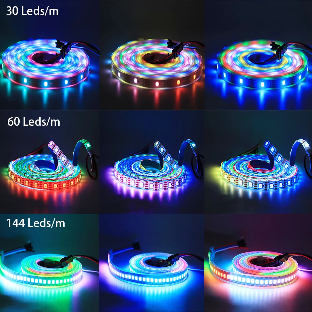 Светодиодная RGB лента WS2812B WS2811 WS2813 WS2815 индивидуально Адресуемая 30/60/144