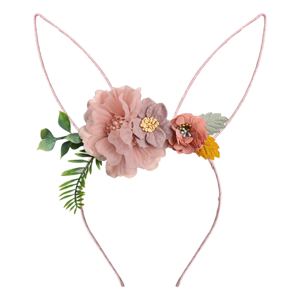 62 IBOWS Hair Accessories Lovely Baby Headband Fake Flower Nylon Hair Bands For Kids Artificial Floral Elastic Head Bands Headwear - Цвет: 62
