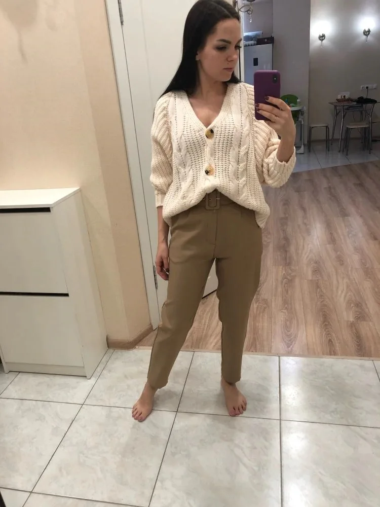 

Pure Color V-neck Brief Cropped Cardigan of Lazy Wind Knitting Sweters for Women Fall 2020 Women