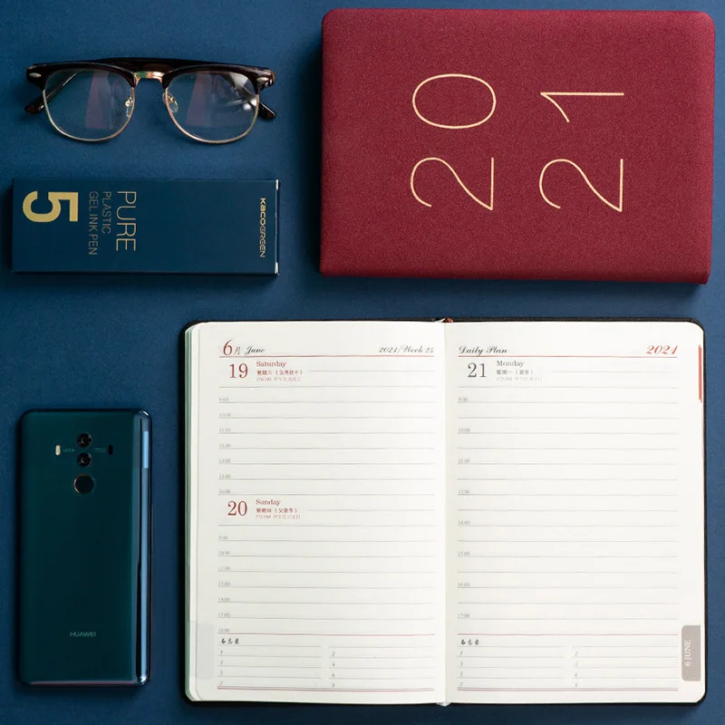 Повесток 2021 планировщик Органайзер А5 Дневник Блокнот ежемесячный недельный