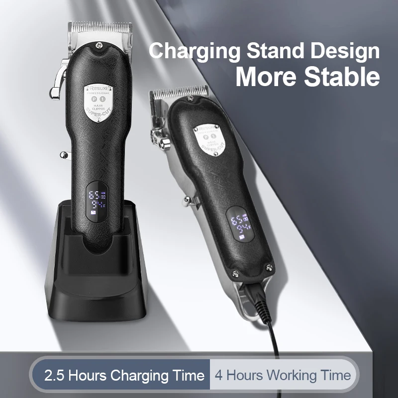 RESUXI Metal Cordless Clipper with Base ProLi Hair Trimmer Rechargeable Zero Gap Barber Cutter Men Shaver | Бытовая техника