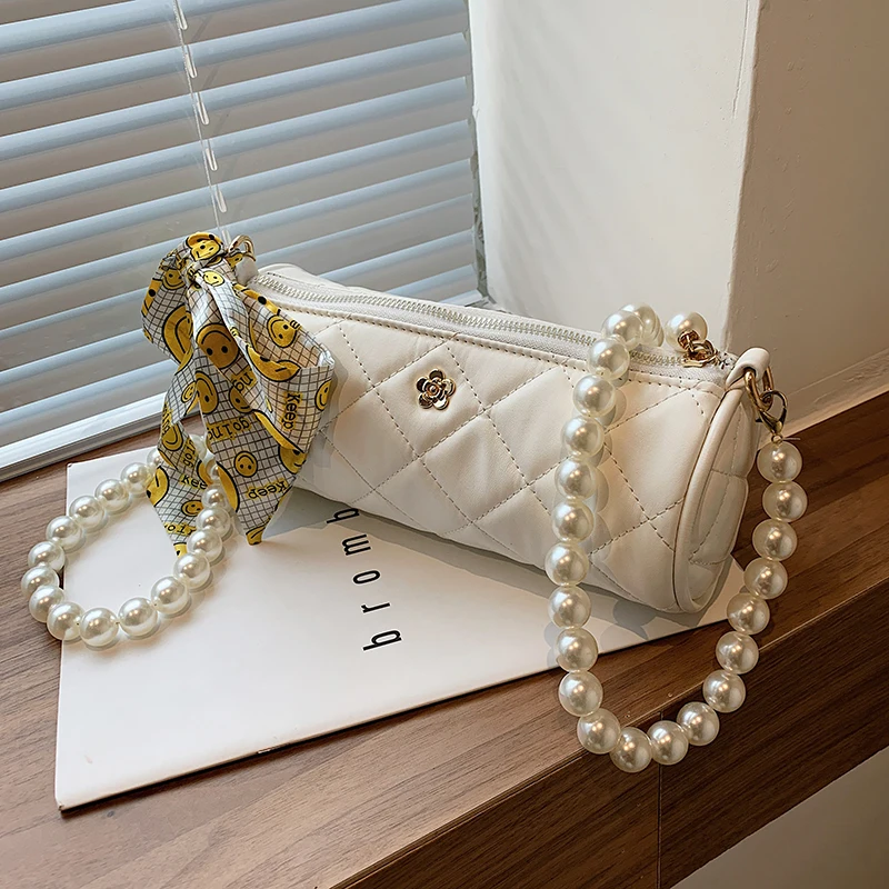 

с досавкой Beaded Shoulder Belt Design PU Leather Small Crossbody Bags for Women 2021 Summer Fashion Brand Handbags and Purses