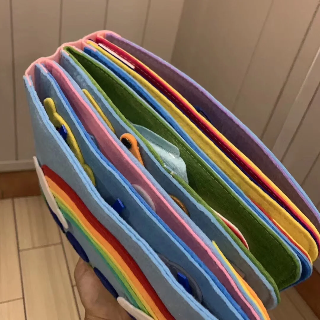 Tablero 3D Montessori para beb&eacute;, libro de historia de tela para ni&ntilde;os peque&ntilde;os, aprendizaje temprano, educaci&oacute;n, h&aacute;bitos, desarrollo del conocimiento, Juguetes-4