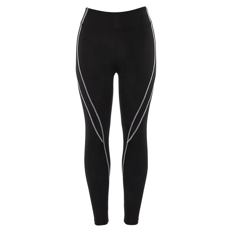 pants Женский спортивный комплект из двух предметов для фитнеса, с буквенным принтом, водолазка, топ, леггинсы, в полоску, пэчворк,, модный спортивный костюм из 2 предметов - Цвет: pants