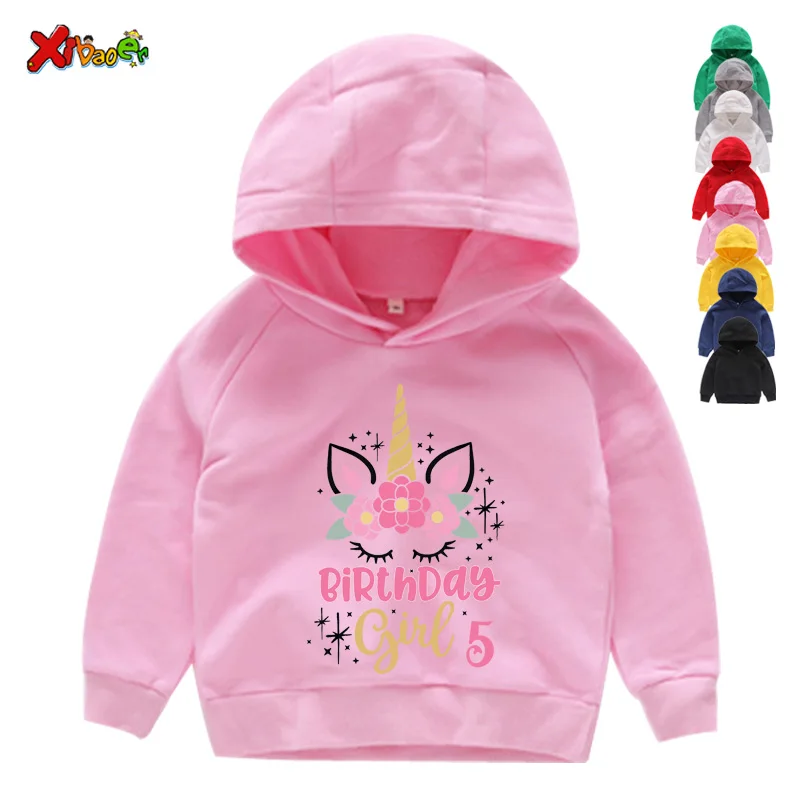 

Girls Birthday Hoodies Unicorn Gift Children Sweatshirt Clothes Pullover Toddler Baby Clothing Personalised Name Hoodie Pink Red
