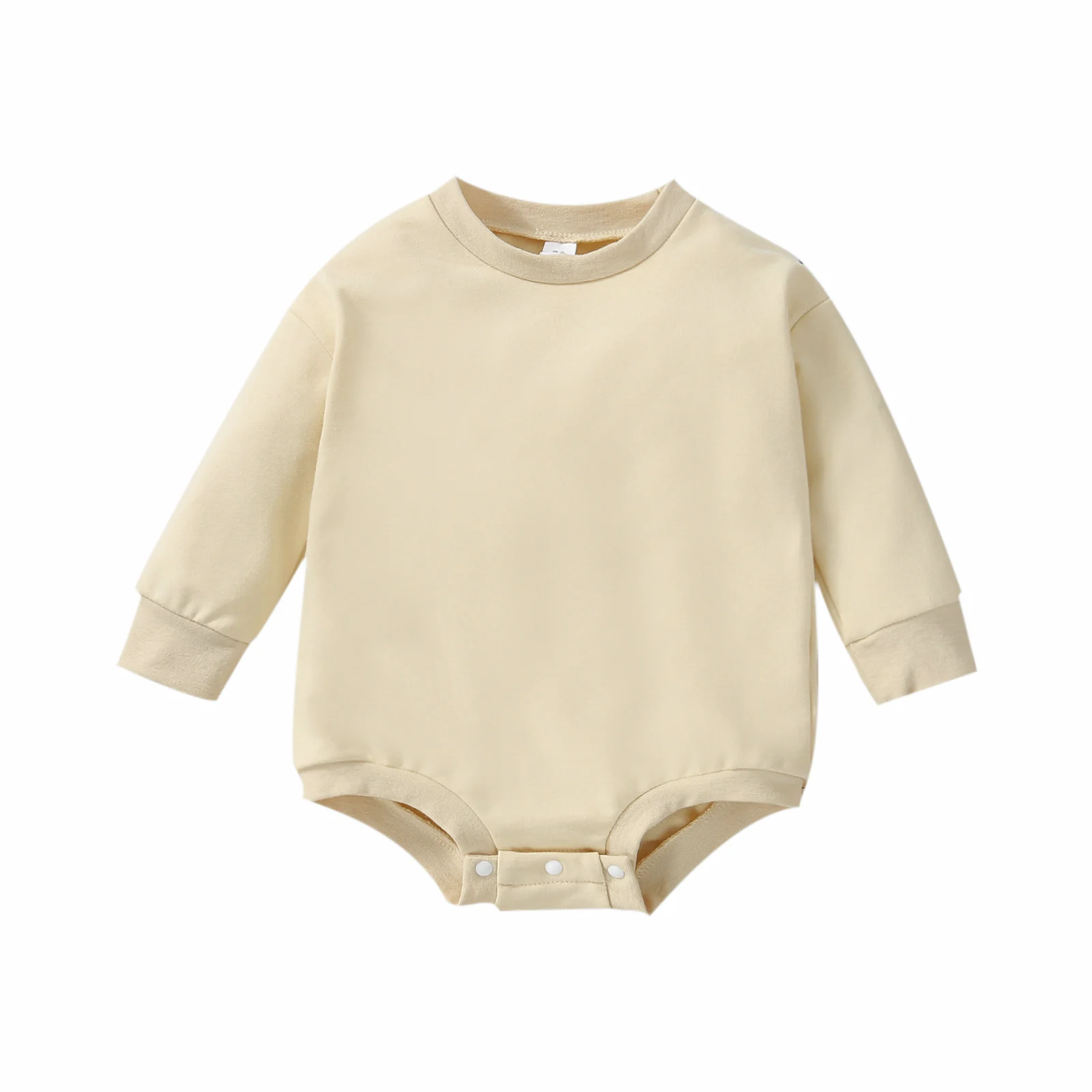 

Baby’s Casual Long Sleeve Romper Fashion Solid Color Round Neck Loose Triangle Jumpsuits