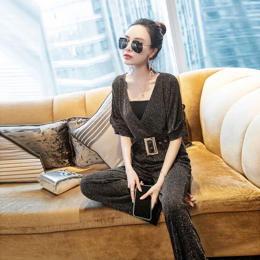 

Leisure Temperament Celebrity Suit 2021 New Women's Summer Drape Long Pants and Wide Leg Pants Fashion Two Piece Set
