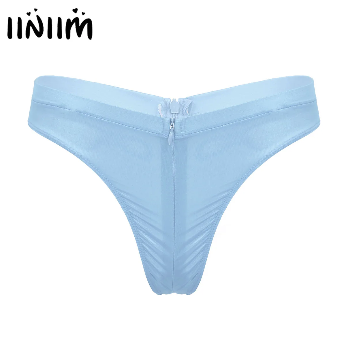 

New Womens Lingerie Panties See-Through Invisible Briefs Low Rise Elastic Waistband Zipper Crotchless Thong Underwear Underpants