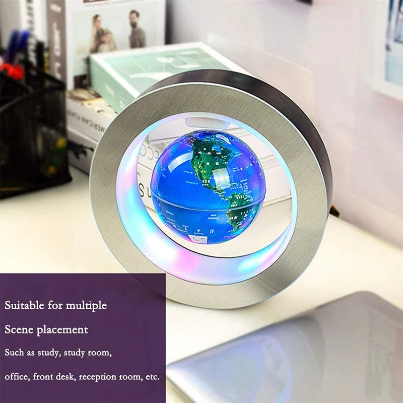 Светильник ночной шар с плавающей подсветкой на магнитной подвеске с LED-подсветкой и вращающейся картой мира для детей, настольная декорация для дома.
