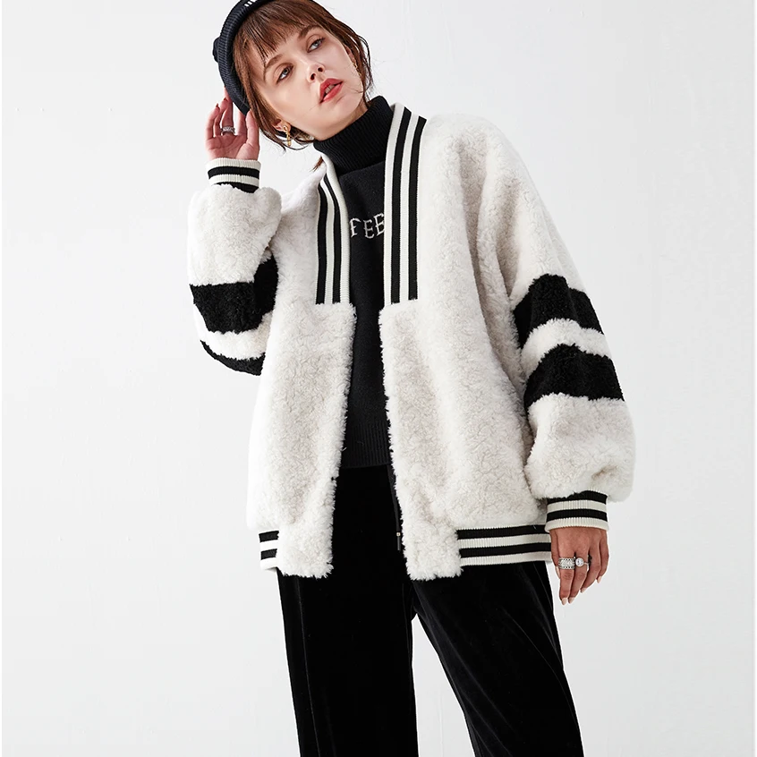 Женская куртка из натурального овечьего меха цветное шерстяное пальто с