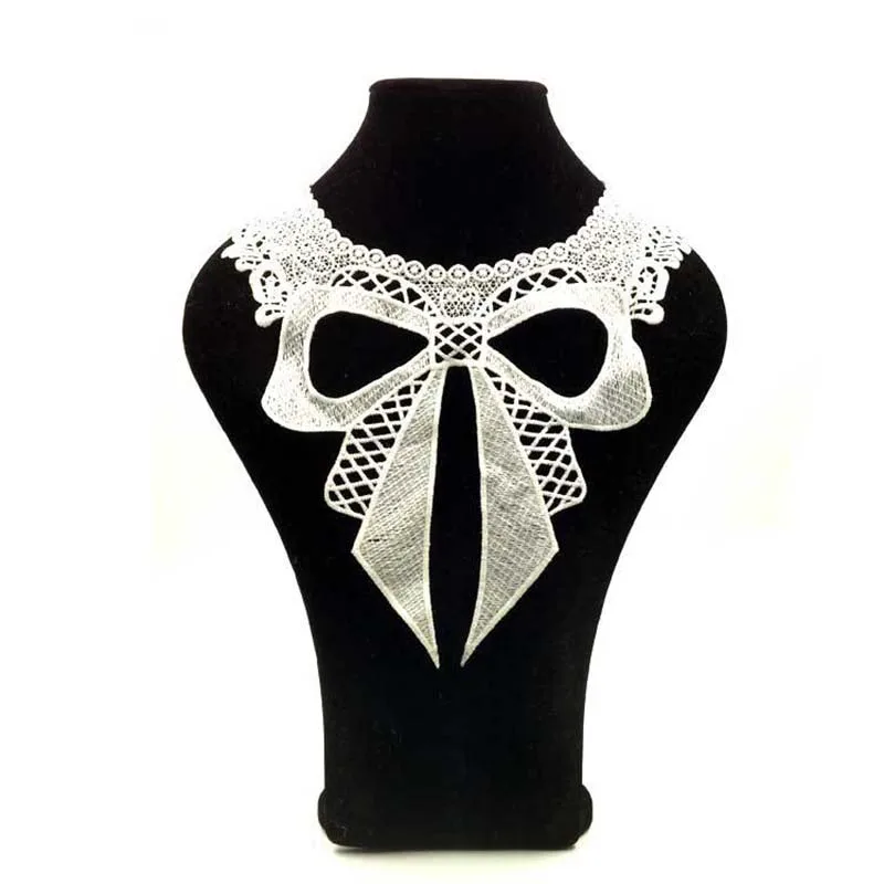 

5Pcs White Venise Lace Applique Trim Fabric Sewing Supplies Laces Collar Bows Neckline for Girl Dresses