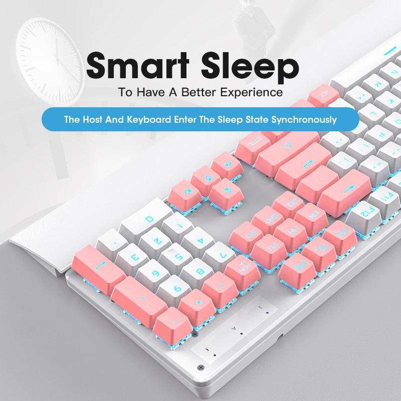 

Wired Mechanical Keyboard Gaming Kit Black Blue Switch Wired USB PC Gamer Rainbow Backlight Computer Gaming PC Keyboards Backlit