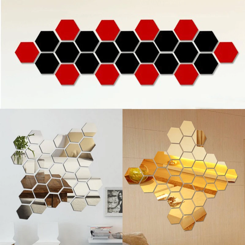 1 шт. 4 6x2 3 см 3D шестигранного акрилового зеркала стены Стикеры s DIY искусство