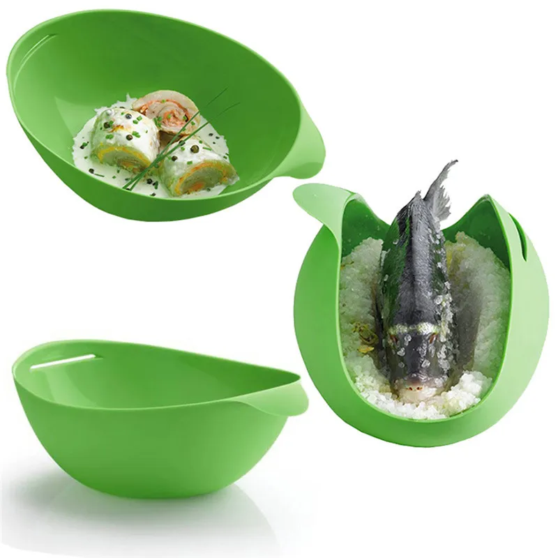 

Newly Folding Bowl Silicone Microwave Oven Steamer Baking Fish Steam Roaster Bread Home Kitchen Cooking Tool