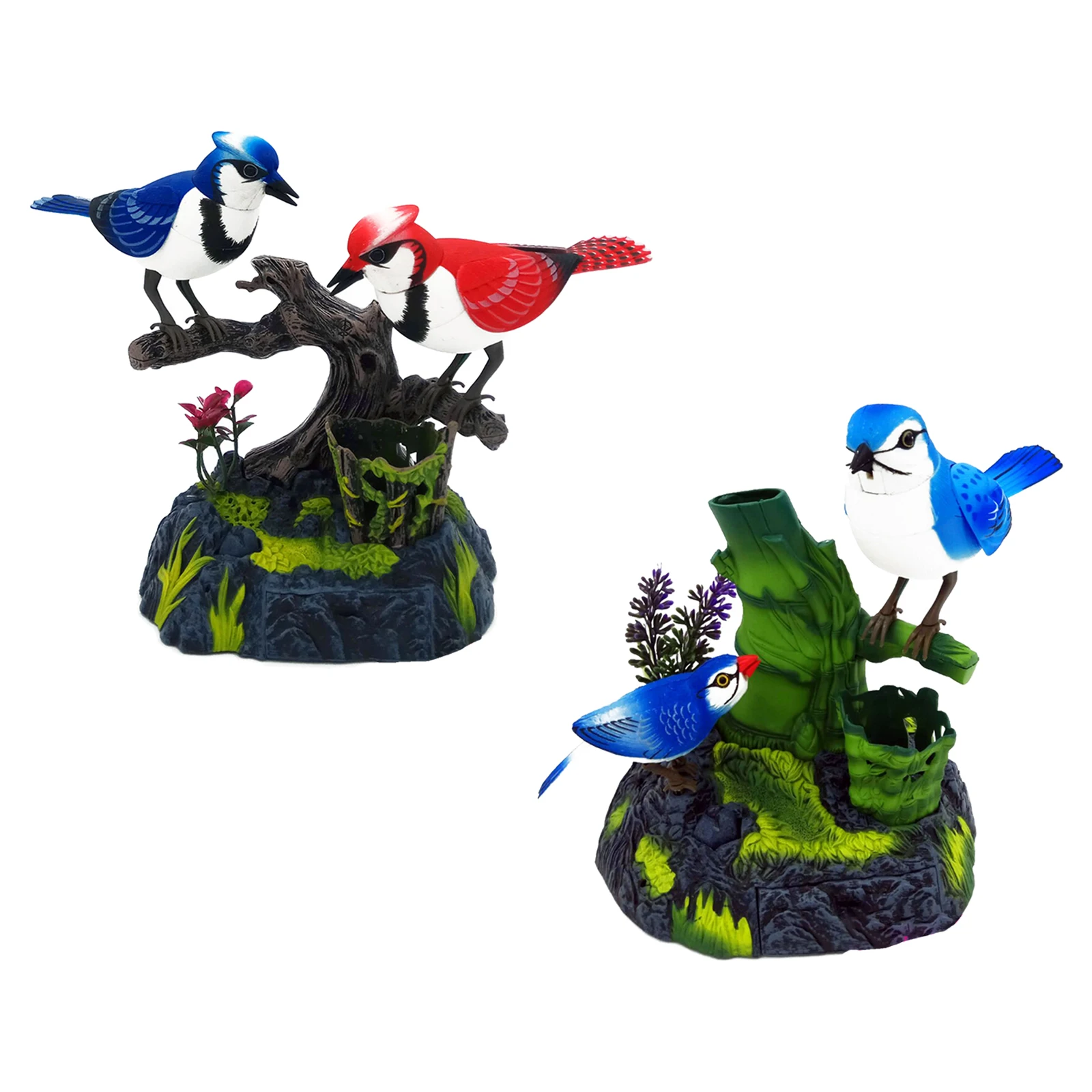 

Singing Chirping Birds with Penholder Battery Operated Realistic Bird Motion & Sound Great Office Desk and Room Accessory