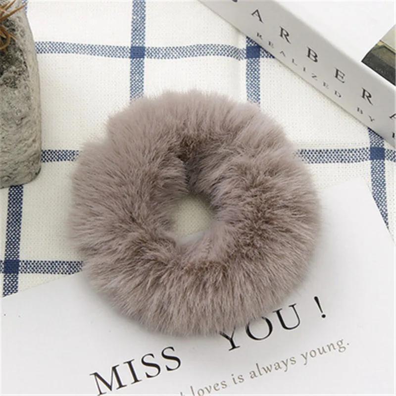 

Fur Rabbit Hair Soft Elastic Hair Bands Women Girls Cute Scrunchie Ponytail Holder Rubber Band