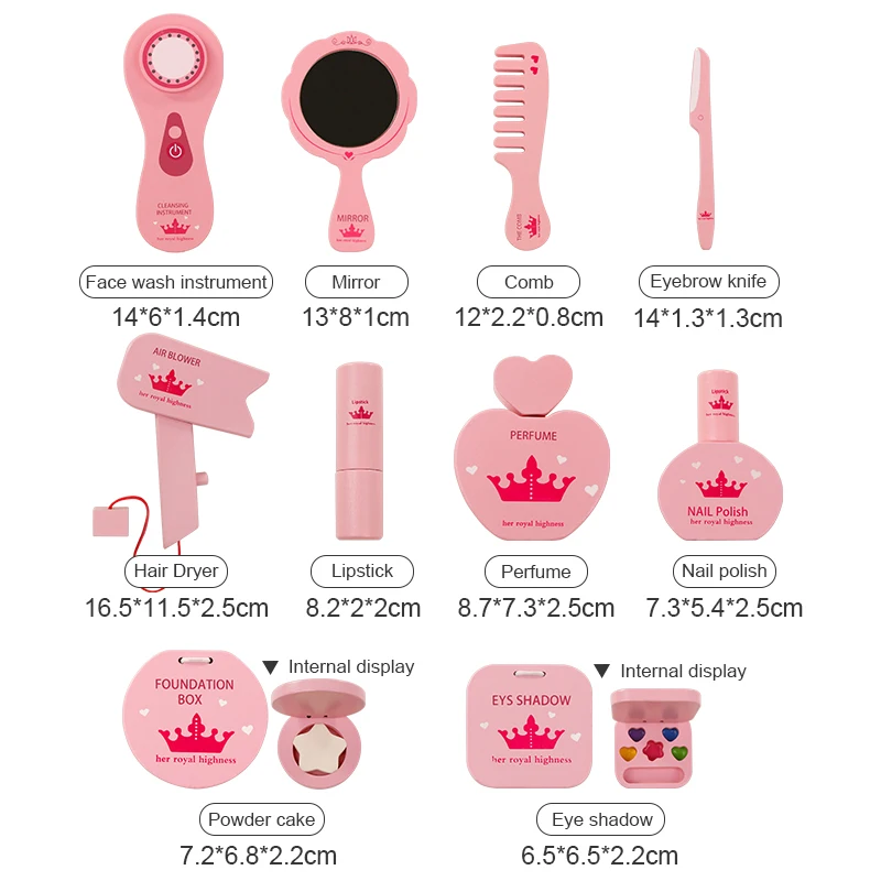 

Wooden children Real Life Beauty Makeup toys simulation play house princess dressing table girl cosmetics set Gift for kids