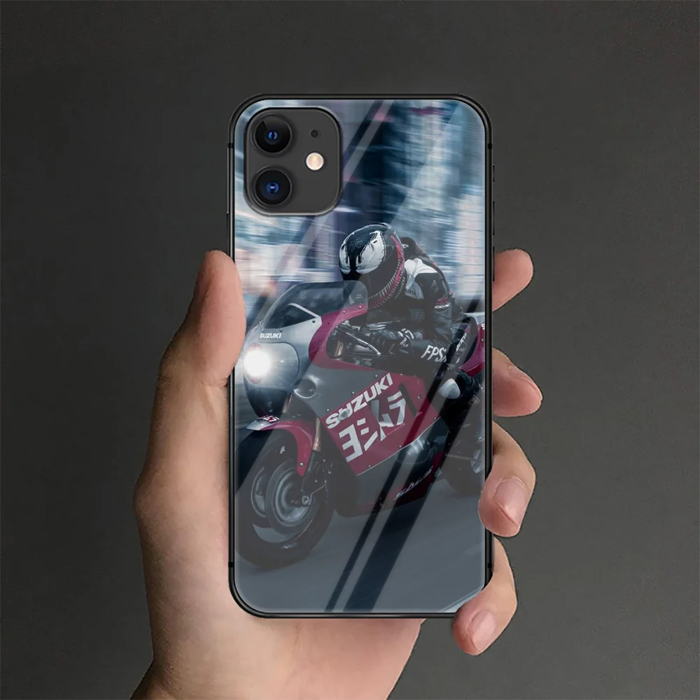 

Suzuki Phone Tempered Glass Case Cover For IPhone 6 6S 7 8 11 12 X Xr Xs Se 2020 Pro Max Plus Mini Black Shell Coque Luxury