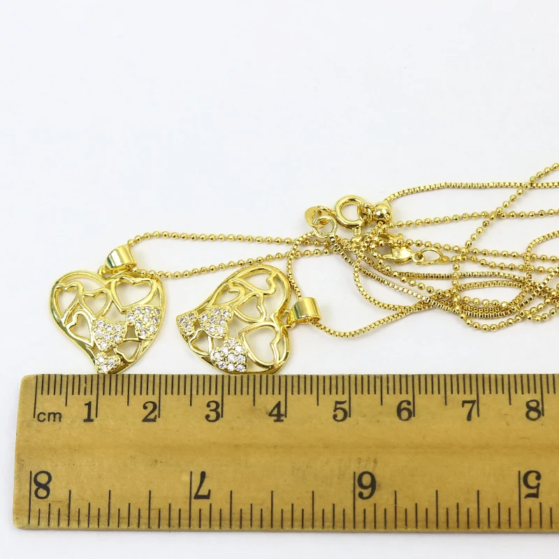 

10 Pcs Heart charms Boxes chains necklace accessories Zircon charms pendant for women necklace for women New design 8293