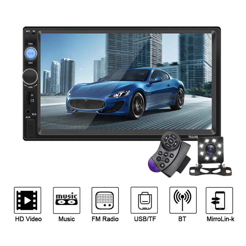 

HD touch screen car multimedia player MP5 MP3 BT USB TF FM radio camera for Toyota, Kia, Hyundai, Nissan, BMW, Volkswagen 7 inch