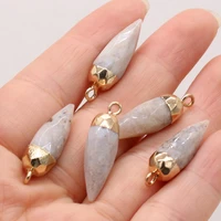 natural crazy agate pendant charms rhombus gilt edge necklace pendant for jewelry making diy necklace earrings accessories8x25mm