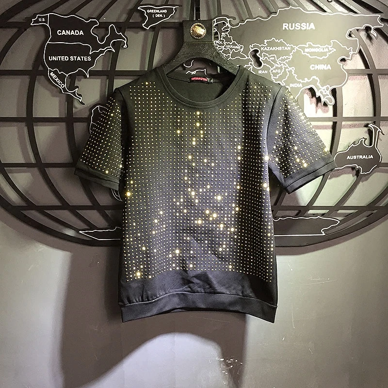 Футболка мужская Свободная с круглым вырезом и коротким рукавом|Мужские