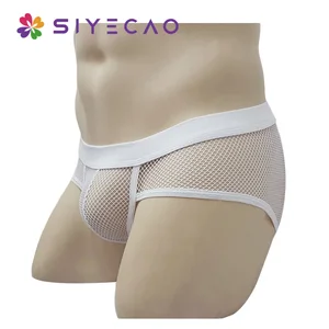 Трусы-бикини мужские, прозрачные, сетчатые, с низкой талией