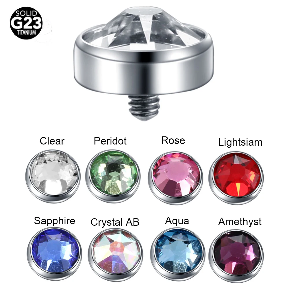 1PC Titanium Microdermal Piercing Surface Internally Threaded Gem Ends Dermal Skin Diver Hide in  Medusa Piercing Body Jewelry