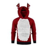 hoodie creative holiday funny elk ear vivid cute christmas party hoodie for adult christmas hoodie men hoodie