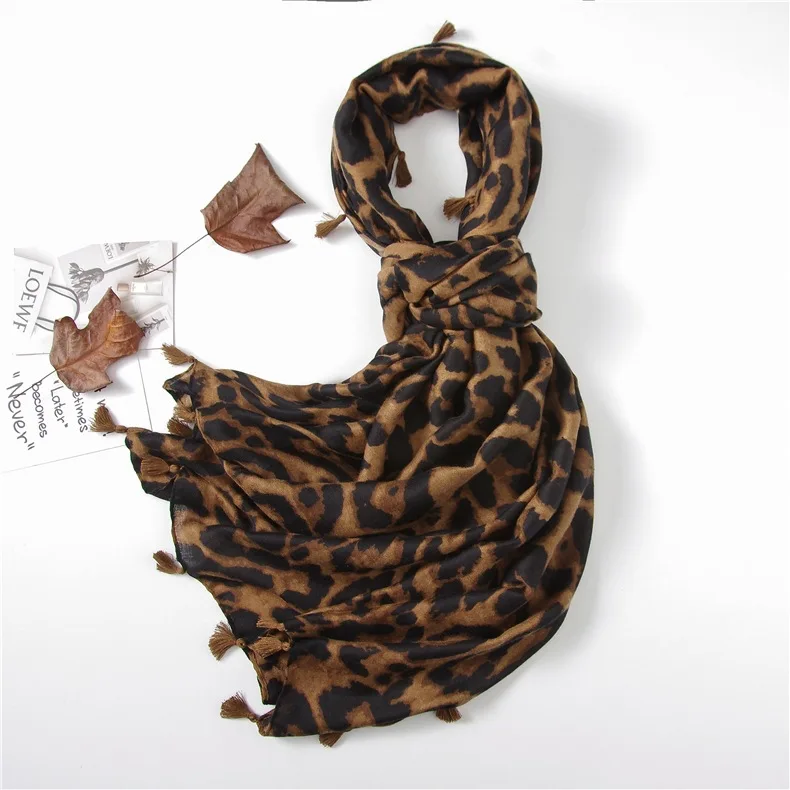 Шарф с леопардовым принтом мягкие хлопковые шали и шарфы в британском стиле