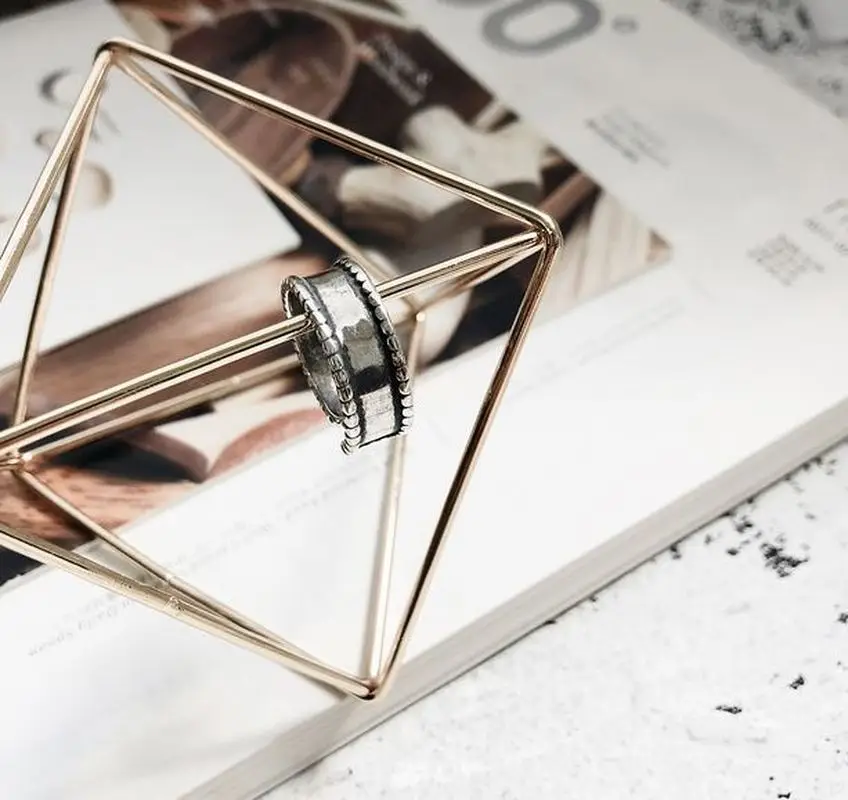 Кольцо в стиле ретро из стерлингового серебра 925 пробы с широким цветком